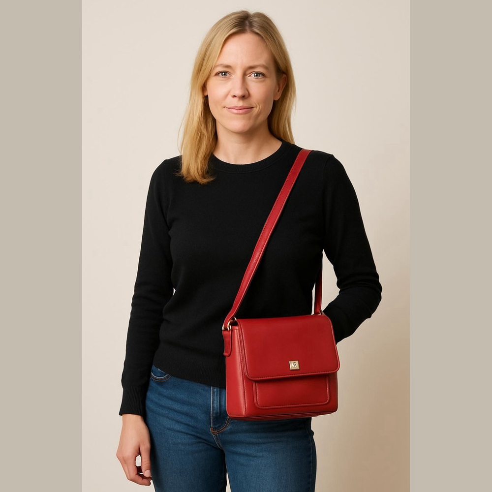 Liz Claiborne Red Leather Crossbody Bag Women's